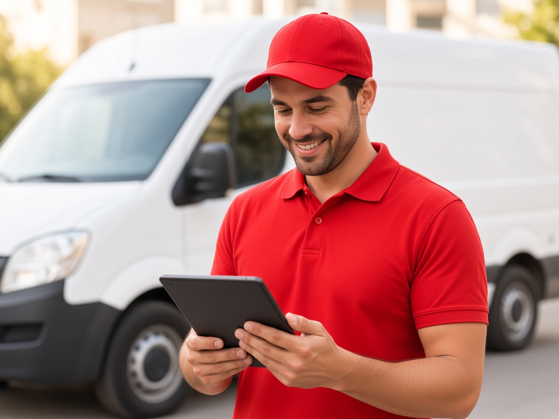 Sales representative taking an order on a tablet